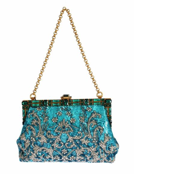 Dolce & Gabbana Multicolor Floral Gold Frame Clutch Evening Purse Bag main image 1